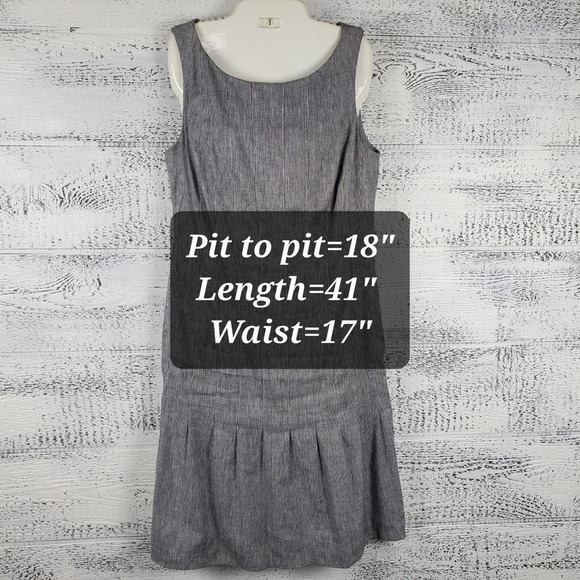 Carlisle New York Sheath Sleeveless Linen Blend Pleated Hem Midi Dress Size 8 - Picture 12 of 13